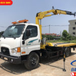 Xe tải cứu hộ gắn cẩu sàn trượt càng kéo Hyundai 110SP